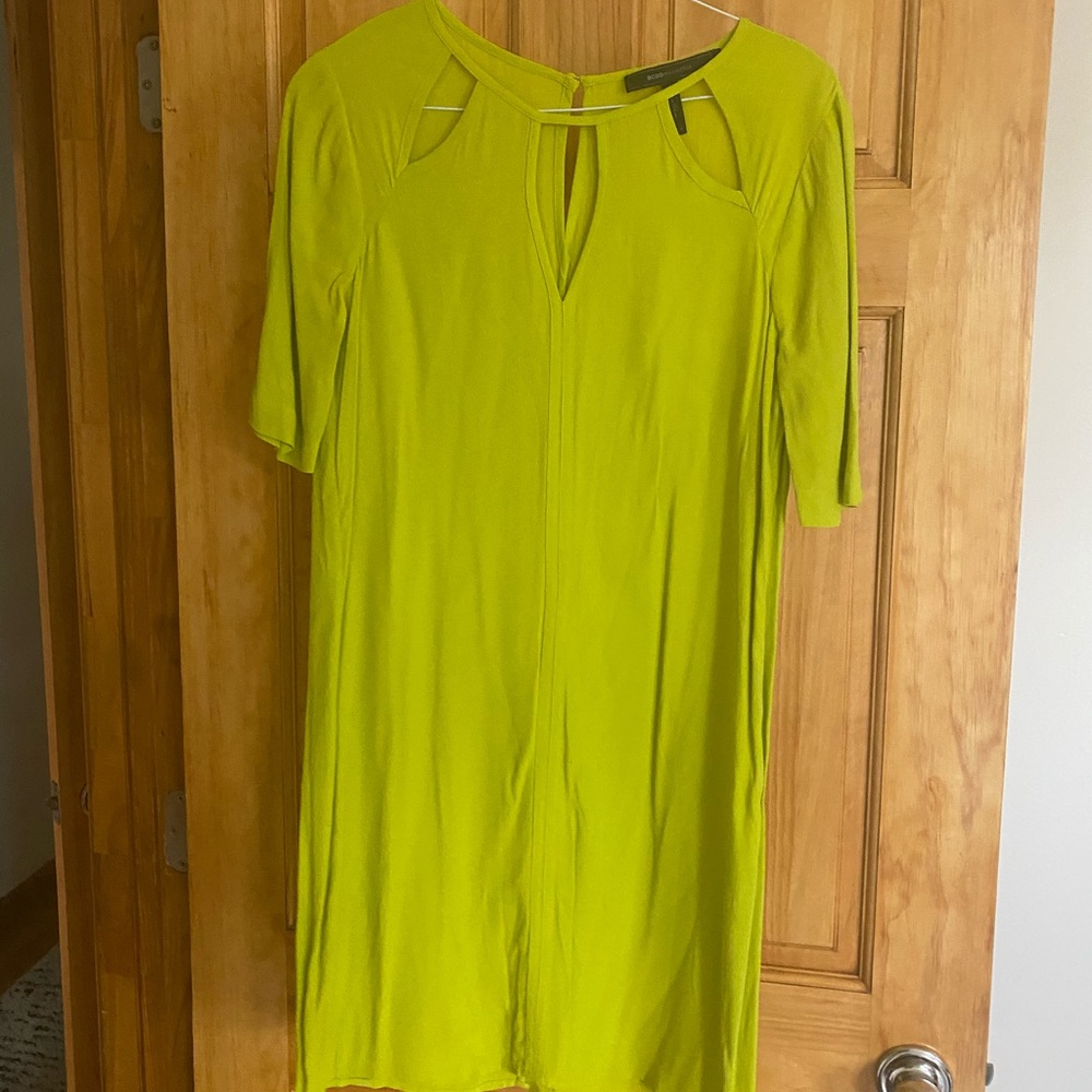 BCBG MaxAzria lime dress with cutout design